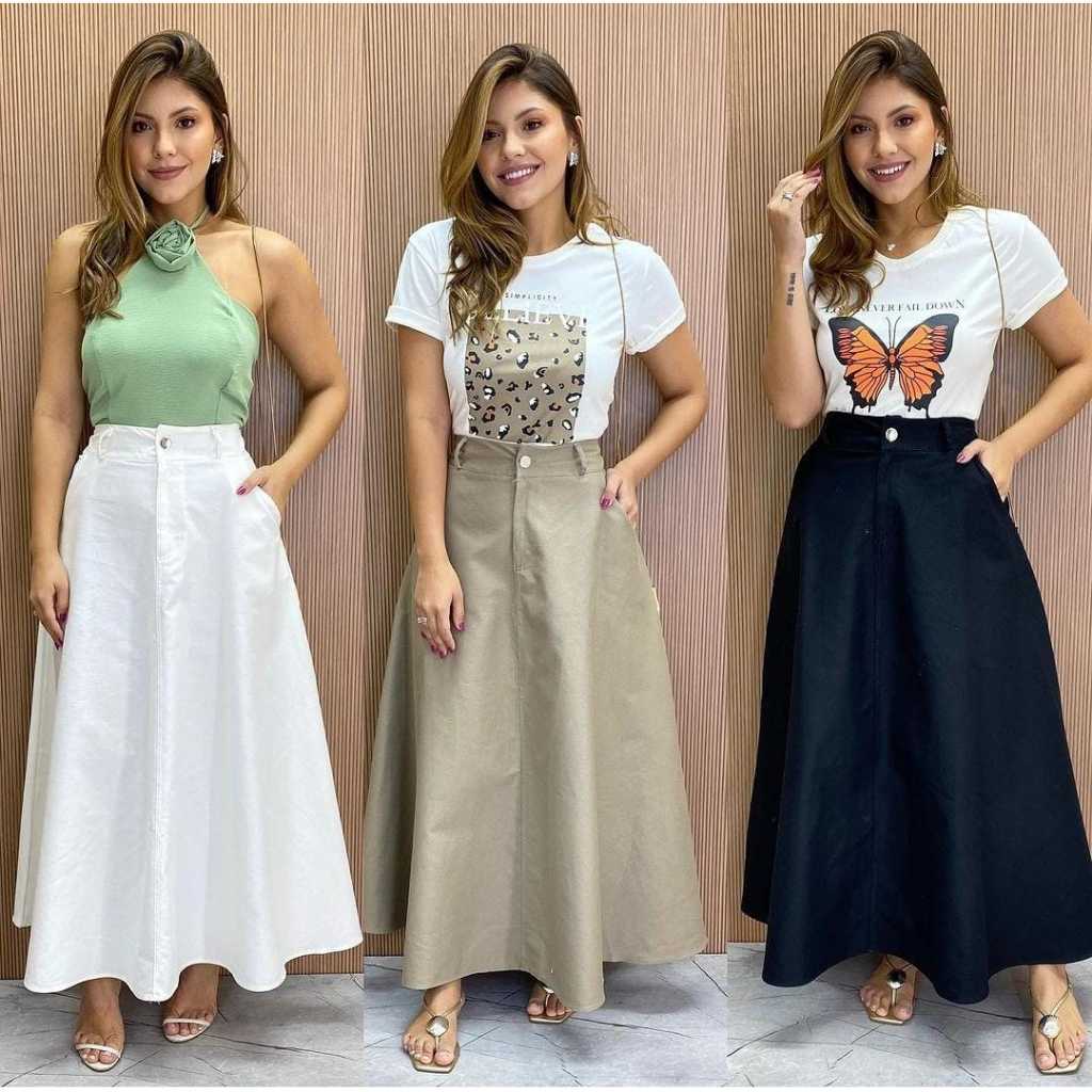 Saia Alfaiataria Com Cinto Saia Longa Alfaiataria Moda Evangélica