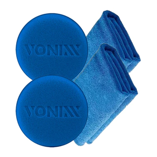 Kit 2 Aplicadores Espuma Automotivos Ceras Selantes Aplicações Vonixx + 2 Toalhas Microfibra 40x40cm em Oferta na Shopee
