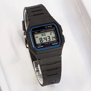 Relógio Digital Cassio Premium F-91W Pulseira de Borracha Masculino e Feminino Resistente à Água
