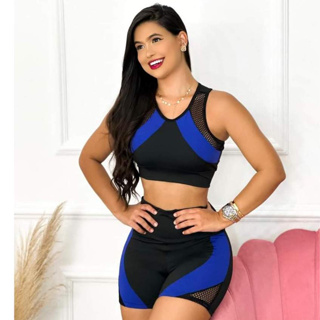 Conjunto Feminino Fitness Roupa de Academia com Tule Barato