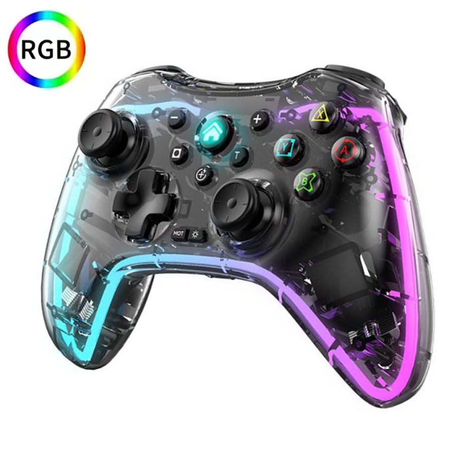 Transparent Controle De Jogo RGB bluetooth Sem Fio De 2.4Ghz Gamepad Joystick Jogo Para Switch PC Android IOS TV