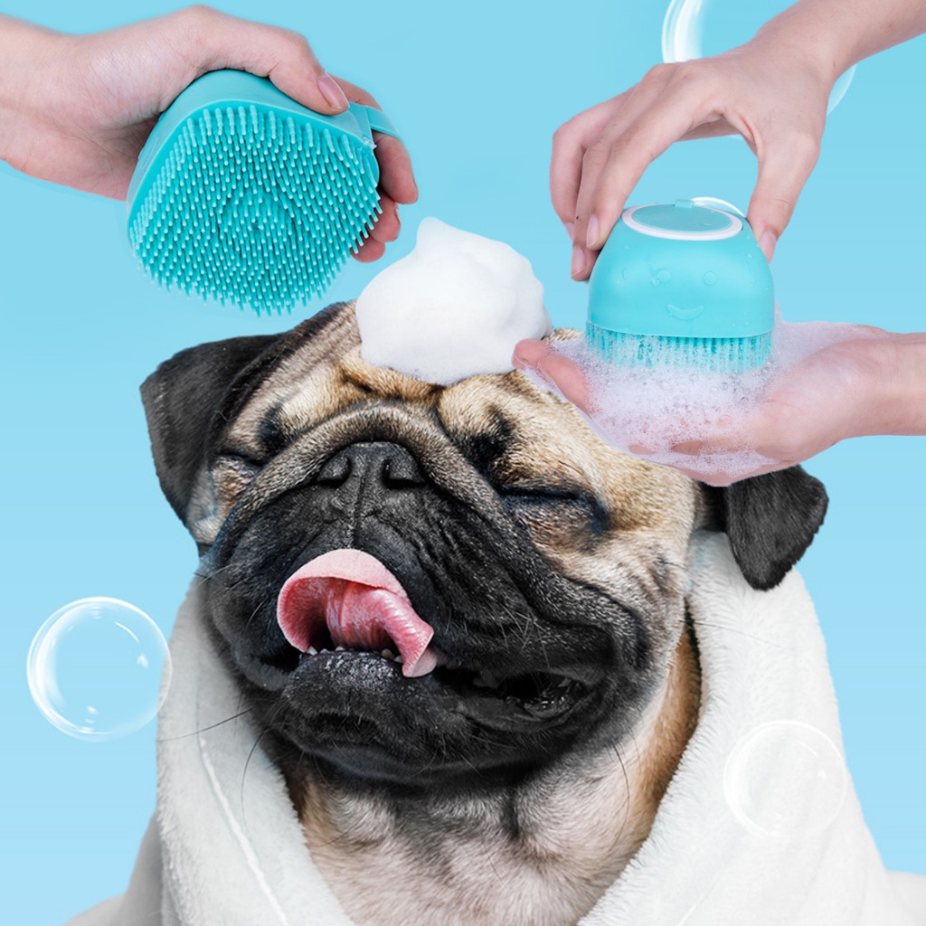 Esponja De Silicone Para Banho Com Dispenser Shampoo Sabonete Escova Crianças Adultos e Pets