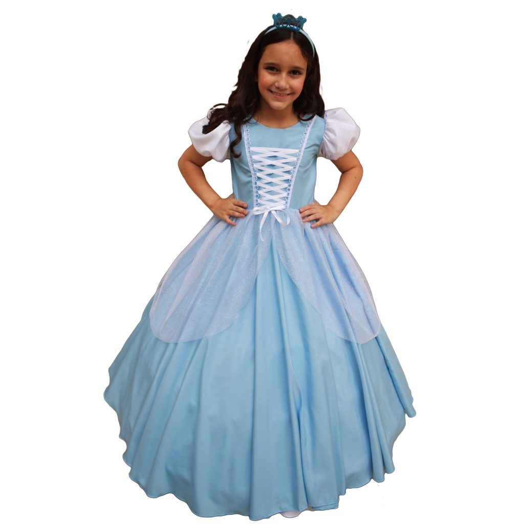 Fantasia Princesa Cinderela De Luxo Com Tiara Infantil | Shopee Brasil