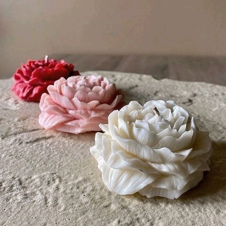 Vela Decorativa Flor Peônia Aromática/Artesanal