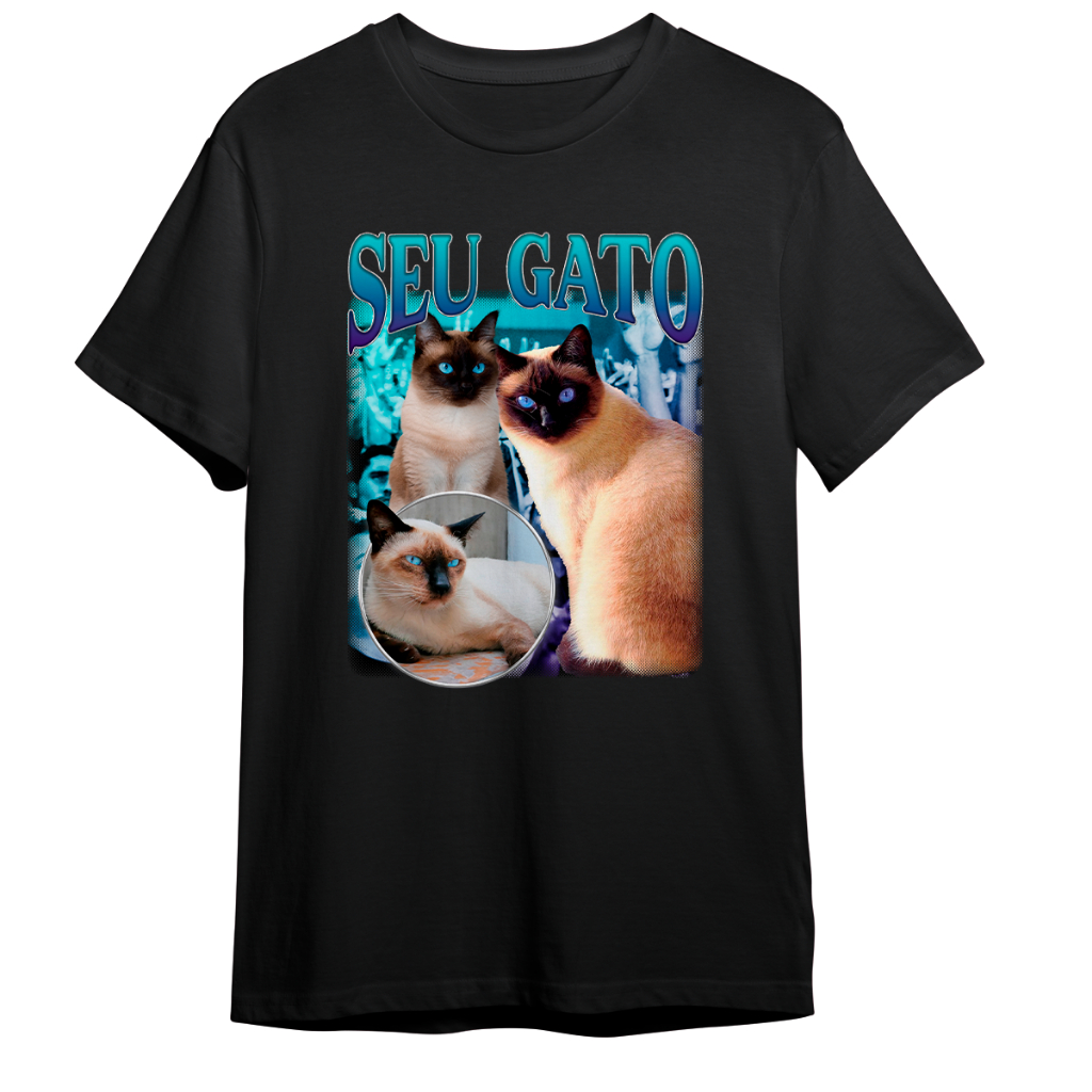 Camiseta Algodao Personalizada Seu Pet Cachorro Ou Gato Montagem De Fotos Fofas