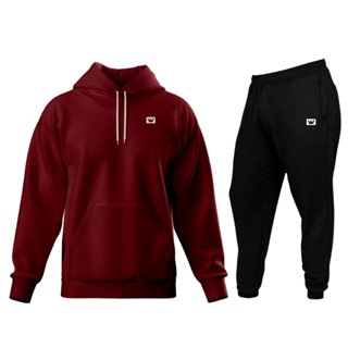 Conjunto De Moletom Blusa de Frio Bolso Canguru Capuz Calça Jogger Relaxado