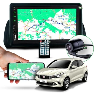 Kit Central Multimidia Espelhamento Mp8 Fiat Argo + Moldura + Câmera de Ré
