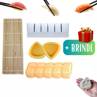 Kit 3 Formas Sushiman Molde fazer Sushi Em Casa Esteira Comida Japonesa Oniguiri