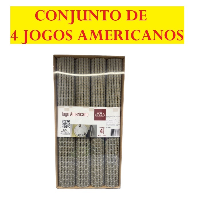 Conjunto De 4 Jogos Americanos 30x45Cm De Bambu Top House Para Deixar Sua Cozinha Ainda Mais Bonita Decorativo