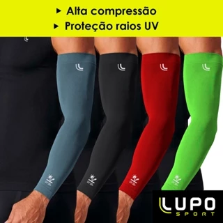 Par de Manguito Lupo Segunda Pele Original Manga Térmica Braço Mangote Compressão Proteção Solar Uv 50+ Motoqueiro Ciclismo Vôlei Gamer