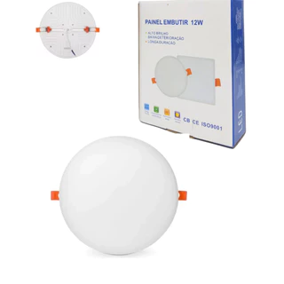Painel Plafon Led Borda Infinita 12w Embutir Redondo Bivolt Branco Frio 6500k 10cm