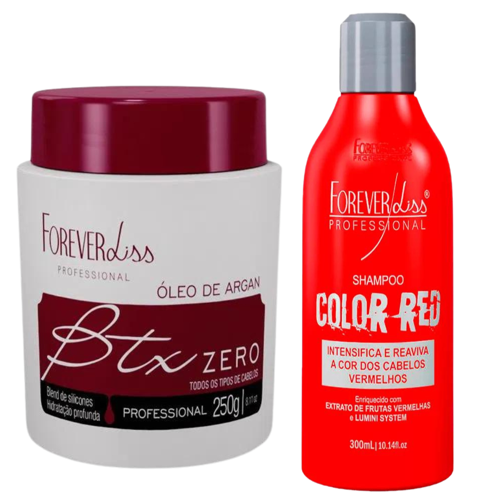 Tratamento Btx Capilar Argan Oil Forever Liss 250g + Shampoo Color Red  300ml – Original