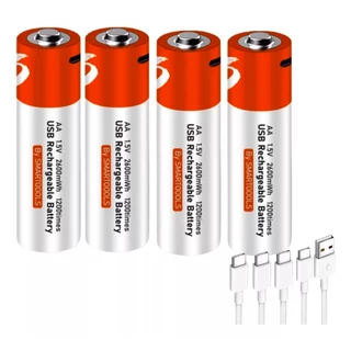 4 Pilhas Aa Usb Powervac 1.5v 2600mwh Aa Recarregável USB - TypeC