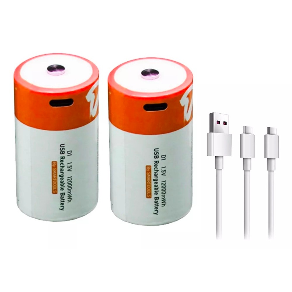 Bateria Recarregavel Grande Tipo D 12000mwh Tipo C Genai 5v USB - TypeC