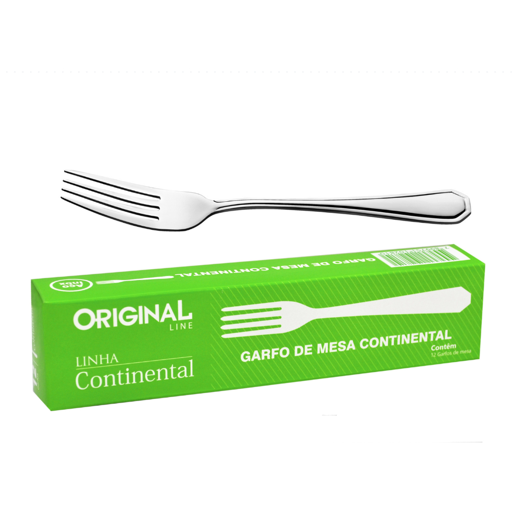 Jogo Talheres 12 Garfos Inox - Original Line Continental - Bares/Restaurante/Buffet