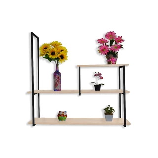 Nicho Suspenso Decorativo Metalon Prateleira MDF 90cm - Mod. Triplo - Cores Variadas - Quarto , Sala , Banheiro , Lavanderia