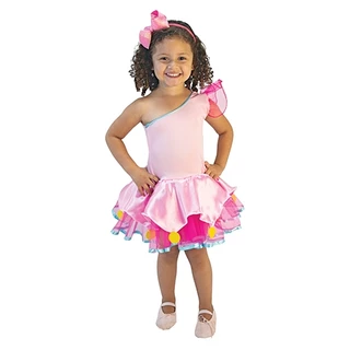 Fantasia Infantil Vestido Rosa Neon - Saia Curta - Brink Model