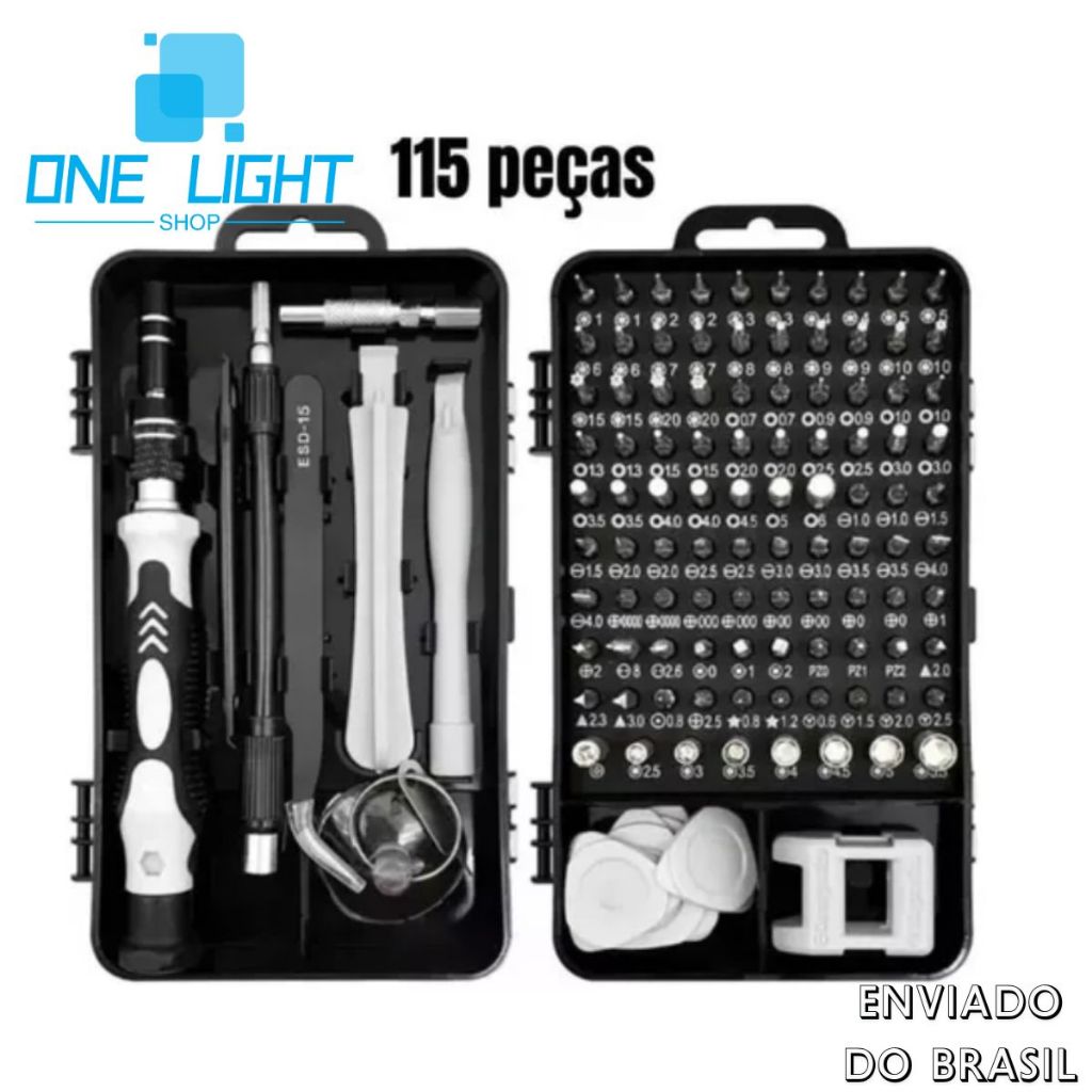 Kit Ferramentas 115 Peças Jogo Mini Chaves Precisão Multiuso Celular Notebook Tablet
