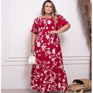 Vestido Longo Plus Size Boho Vinho