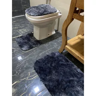 Kit Tapate de Banheiro Felpudo Antiderrapante Jogo 3 peças Peludo Antialérgico