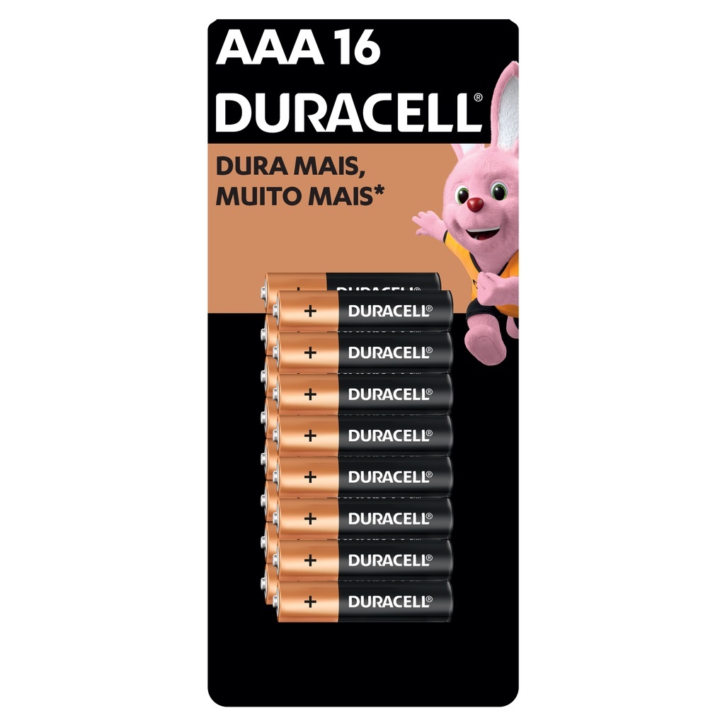 Pilha Alcalina AAA (Palito) Duracell com 16 Unidades