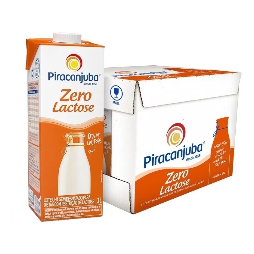 Leite Semi Desnatado Zero Lactose Piracanjuba - 6 Unidades