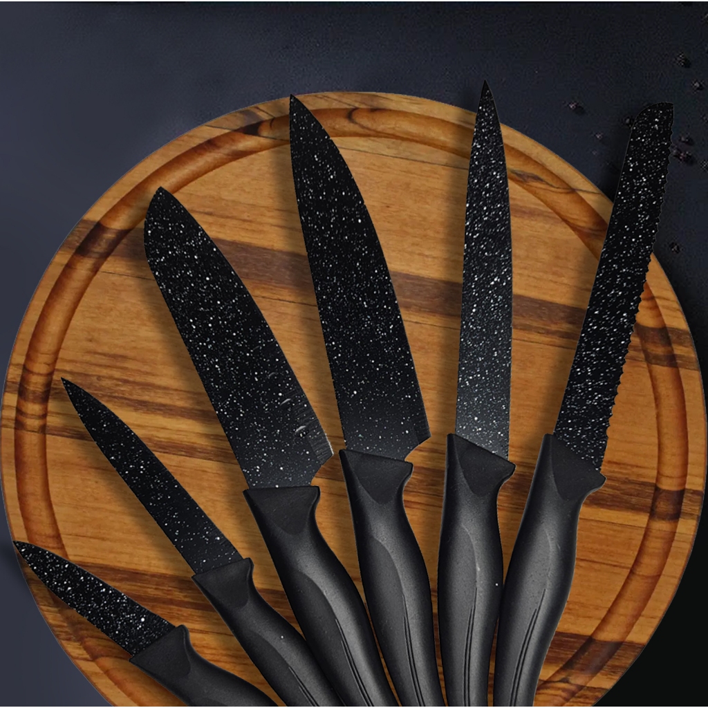 Kit de Facas 6 peças Churrasco inox cozinha Profissional Antiaderente Envio Imediato