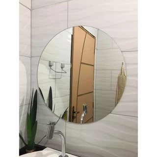 Espelho Lapidado Redondo 40cm Decoração + Kit Instalação