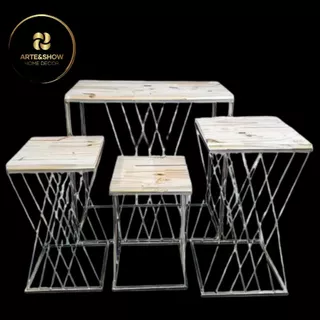 Kit 4 Peças Mesas Teia Prata Lançamento Novidade Decoração Top Premium