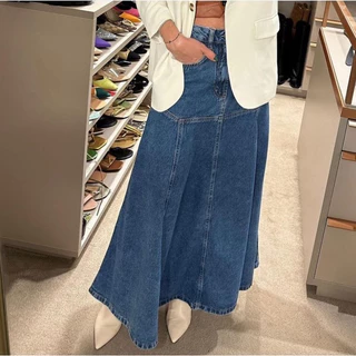 kissmelady 1018 1013 saia longa jeans feminina tem bolsa
