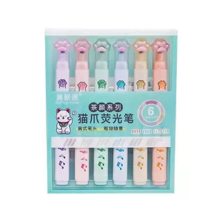 Kit 6 Mini Marca-Texto patinha de gatinho Ursinho Crystal Fofinho papelaria fofa kawaii