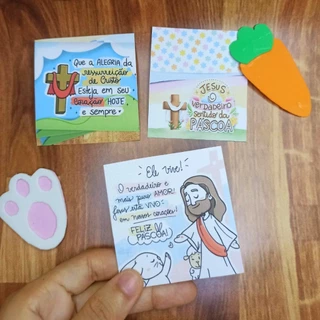 50 cartões páscoa cristã lembrancinha Feliz pascoa em Oferta na Shopee