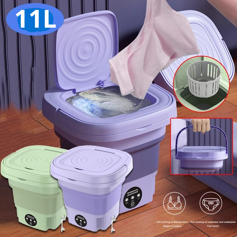 Mini Maquina De Lavar Roupa Dobrável Portátil 11l Centrifuga