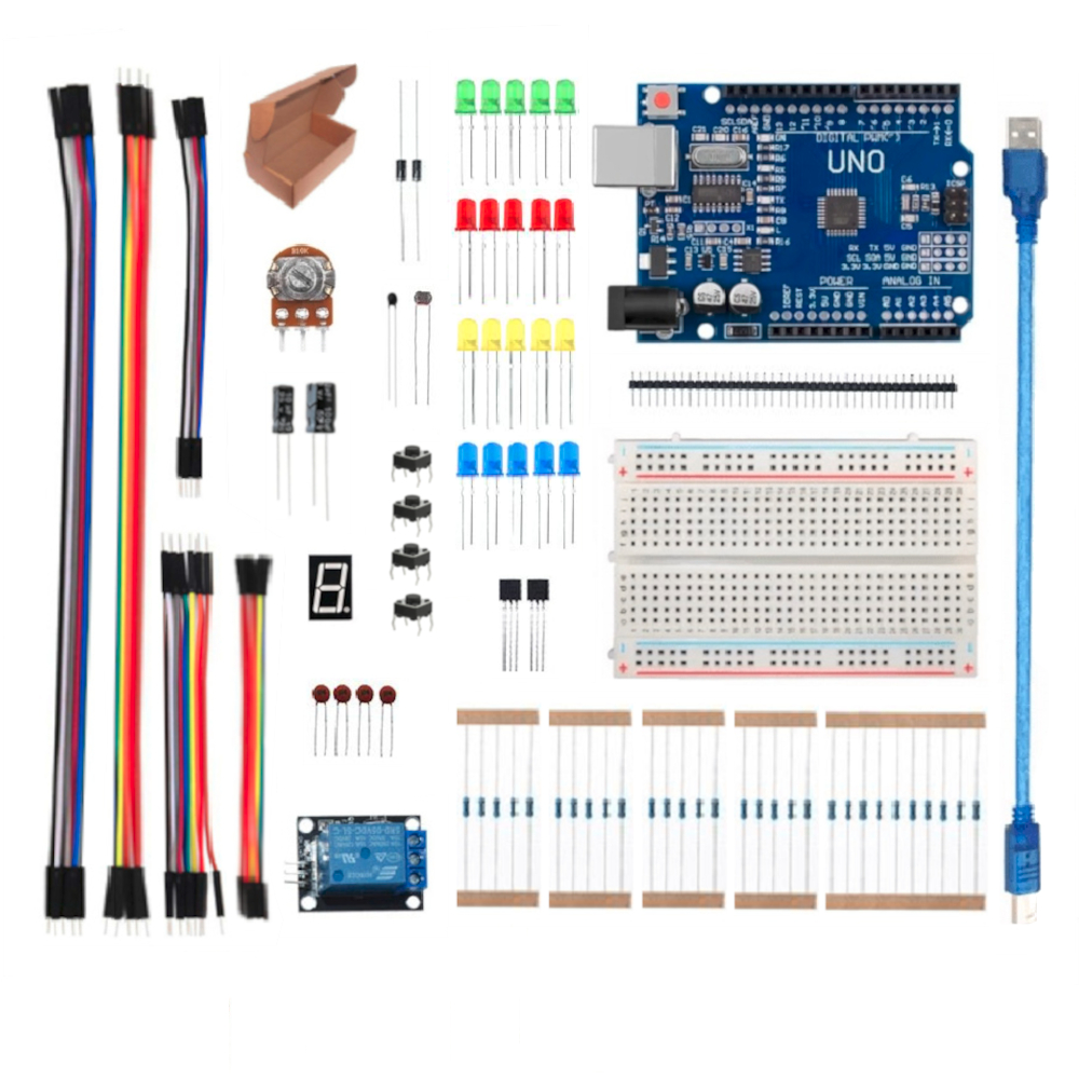 Kit Arduino Uno R3 ArduKits com Protoboard Led Resistor Diodo Jumpers ...