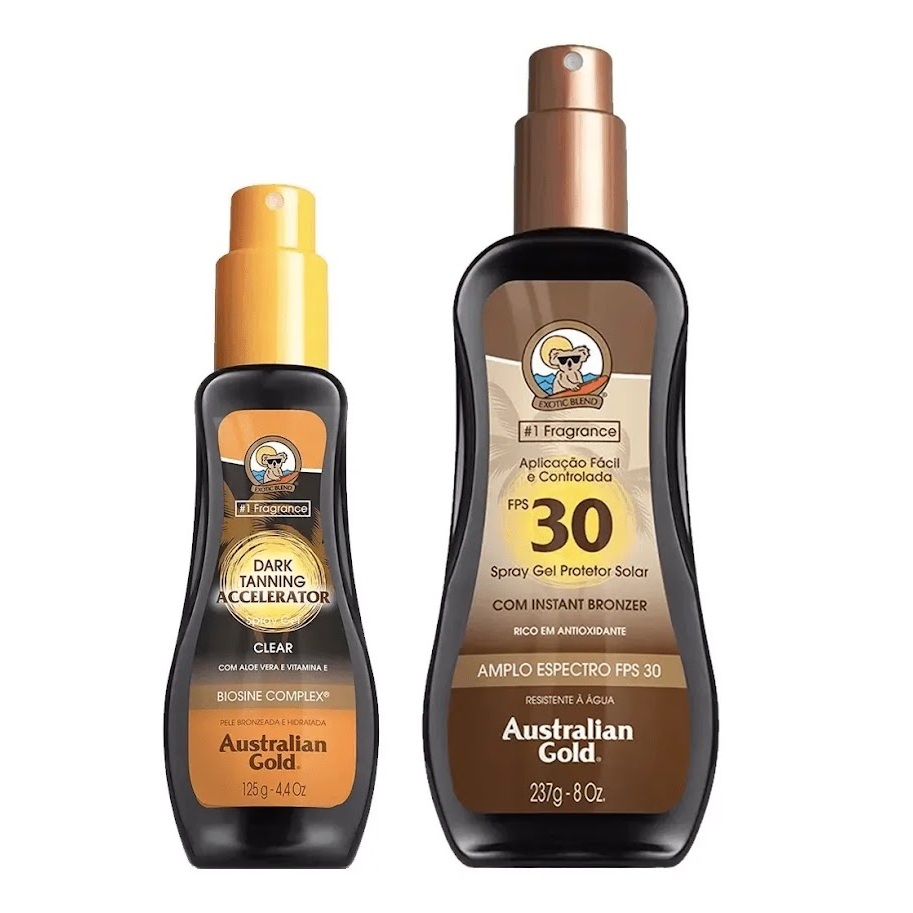 Kit Australian Gold Instant Bronzer - Protetor Solar Corporal 237ml ...