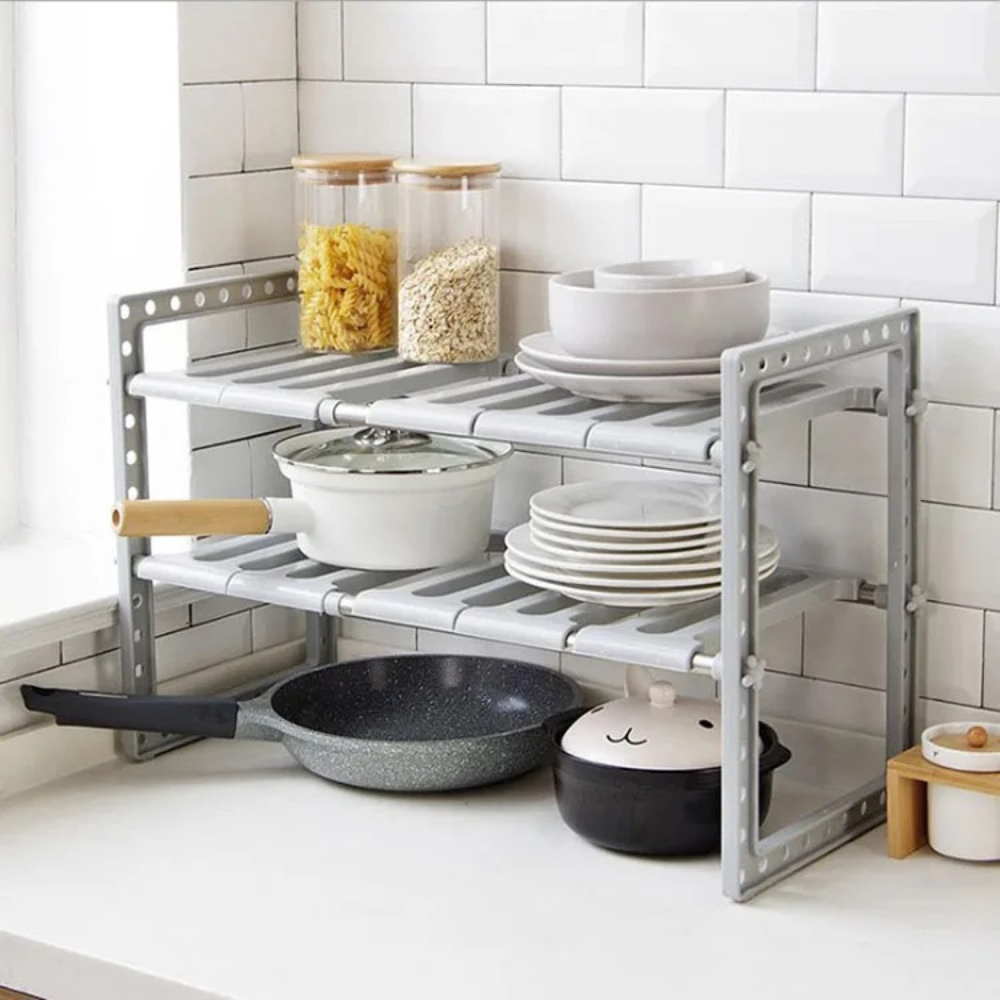 Rack Suporte Organizador Cozinha Multiuso Ajustável Expansível Resistente