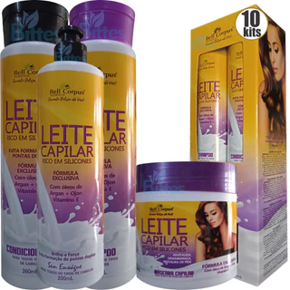 10 Kits Leite Capilar Bell Corpus Rico Em Silicones