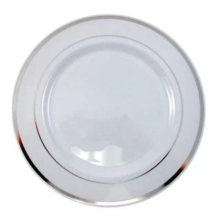 Kit 80 Mini Pratos Sobremesa Bolo 15cm Descartáveis de Luxo em Plástico - Prata