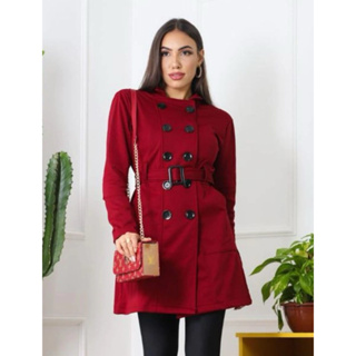 Trench Coat Feminino Vermelho Clássico  Trench coat feminino, Pano, Casaco  sobretudo feminino