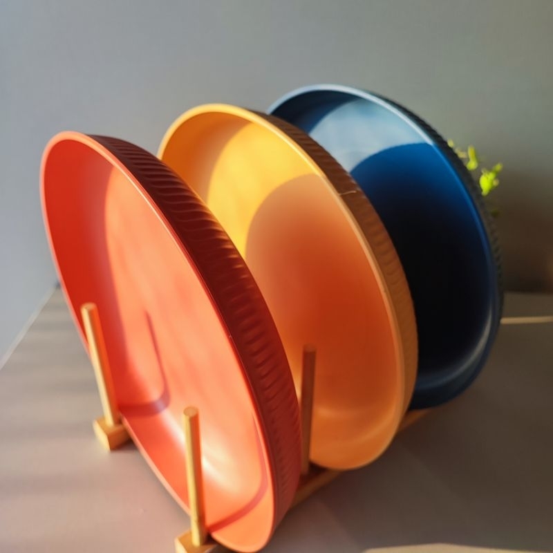 KIT 4 PRATOS DE FIBRA DE BAMBU E PP STRIPES 23CM