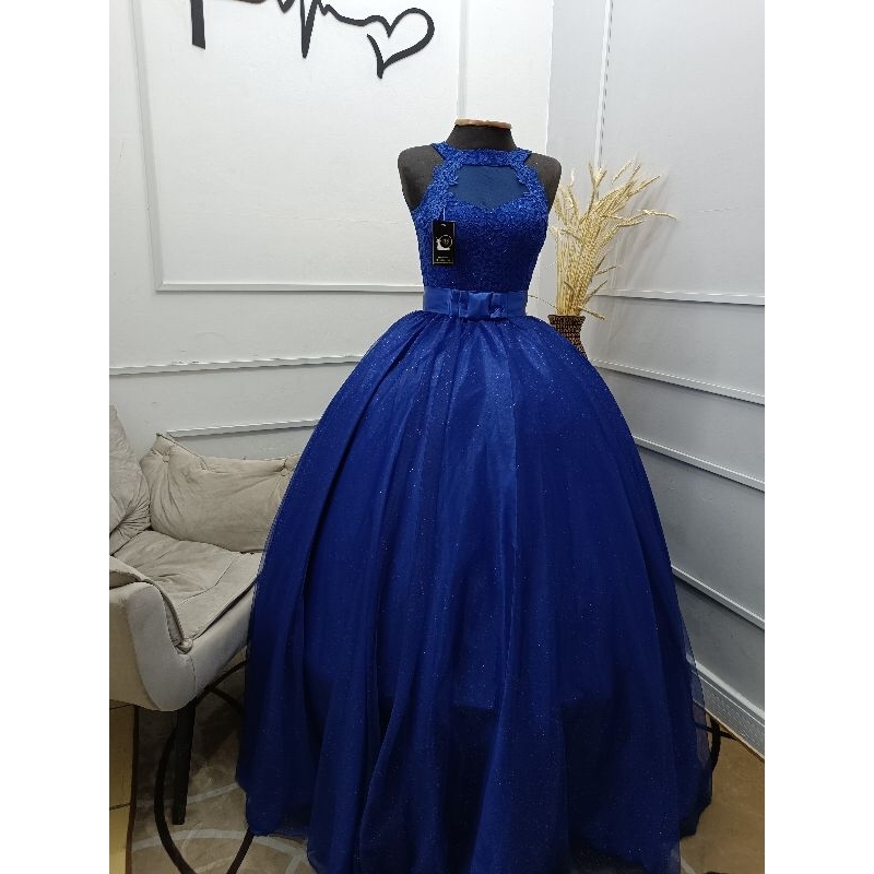 Vestido de debutante 2024 azul royal curto