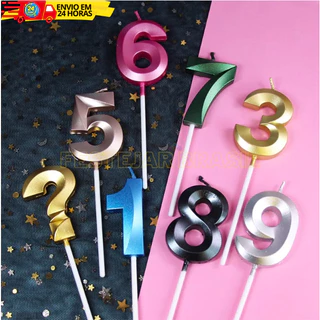 Vela de Aniversário 3D Perolizada Cintilante Várias Cores