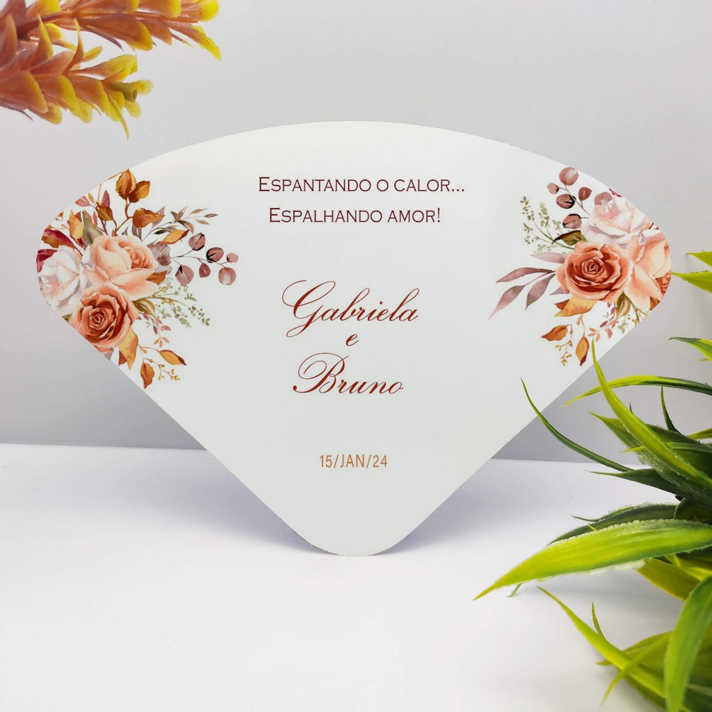 Ventarola Leque de Alegria para Casamento Personalizado com Nomes e ...