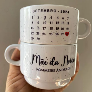 Xícara Personalizada para Lembrança Casamento Modelo Calendário Pais dos noivos ou Padrinhos