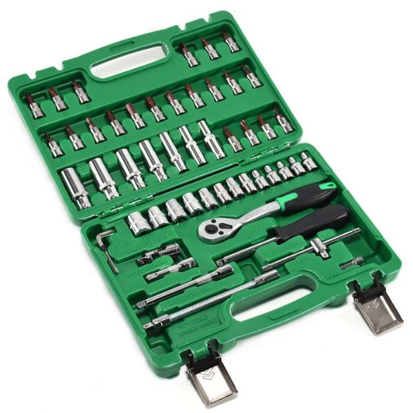 Verde Kit Chaves Jogo Catraca Reversível Soquetes 46 Peças Maleta Promoção