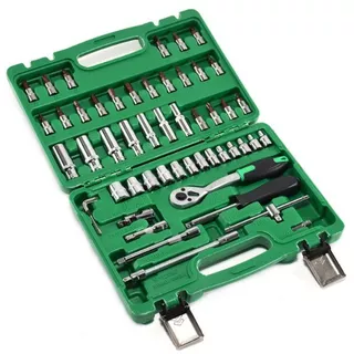 Verde Kit Chaves Jogo Catraca Reversível Soquetes 46 Peças Maleta Promoção