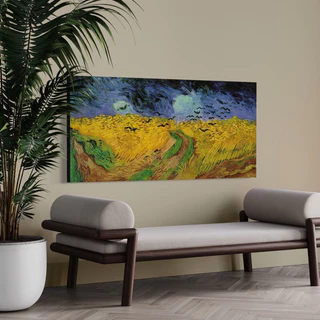 Quadro Van Gogh Campo de trigo com corvos Obras de artes em tela acetinada
