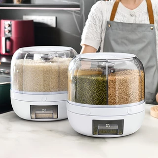 Dispensador de Grãos, 6 Grades, Dispensador Rotativo de Armazenamento de Grãos, Organização para Cozinha Doméstica, 23 cm