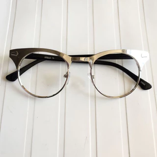 armacao de oculos unissex gatinho oval prateado