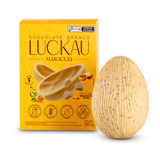 Ovo de Páscoa de Chocolate Branco Maracujá - Sem glúten, lactose e adição de açúcares - Luckau - 180g